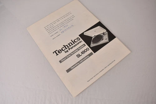 Vintage Technics by Panasonic SL-1800 Turntable Spec Sheet Owner's Manual