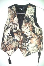 Dress Vest Made In Usa-italian Fabric Sleeveless Wedding Waistcoat- Head Of Cats