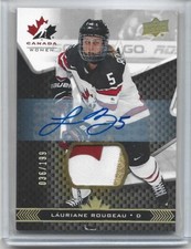2018 UD TEAM CANADA WOMEN LAURIANE ROUGEAU 3 COLOR AUTO/PATCH RC #55 #d/199