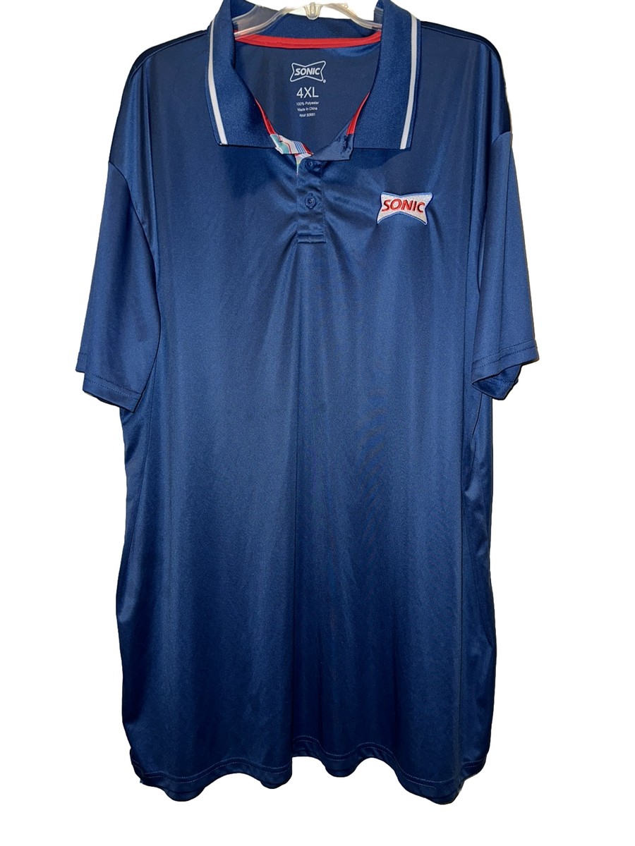 Sonic Restaurant Blue Short Sleeve Polo Work Shirt Men's 4XL | eBay