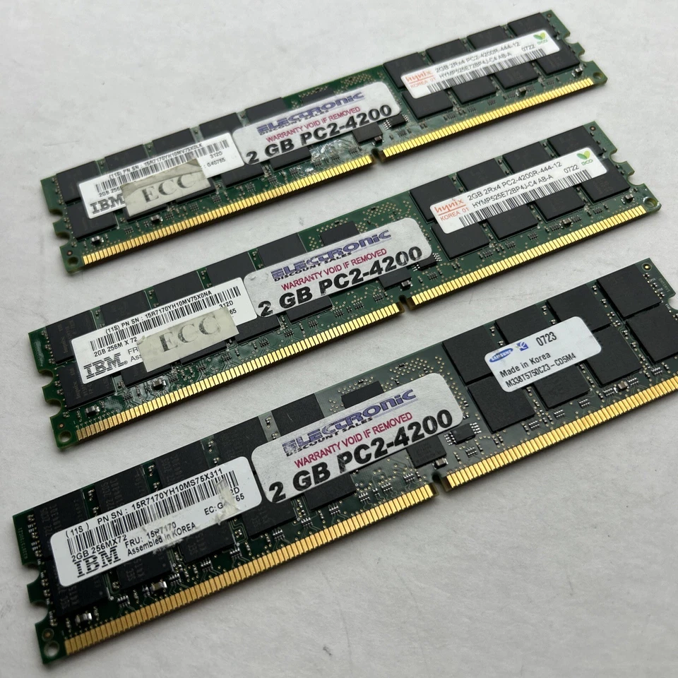 IBM 2GB Fru#15R7170 PC2-4200r PC4200 DDR2 533Mhz 256x72 2Rx4 200pin Server Ram - Image 4 of 4