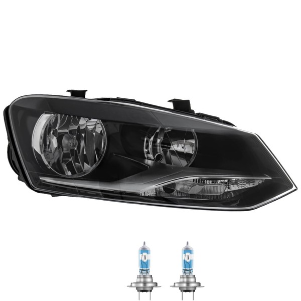 Scheinwerfer Rechts Chrom H7/H7 FüR VW Polo 6R 6C 6R_ Inkl. Osram Lampen-image