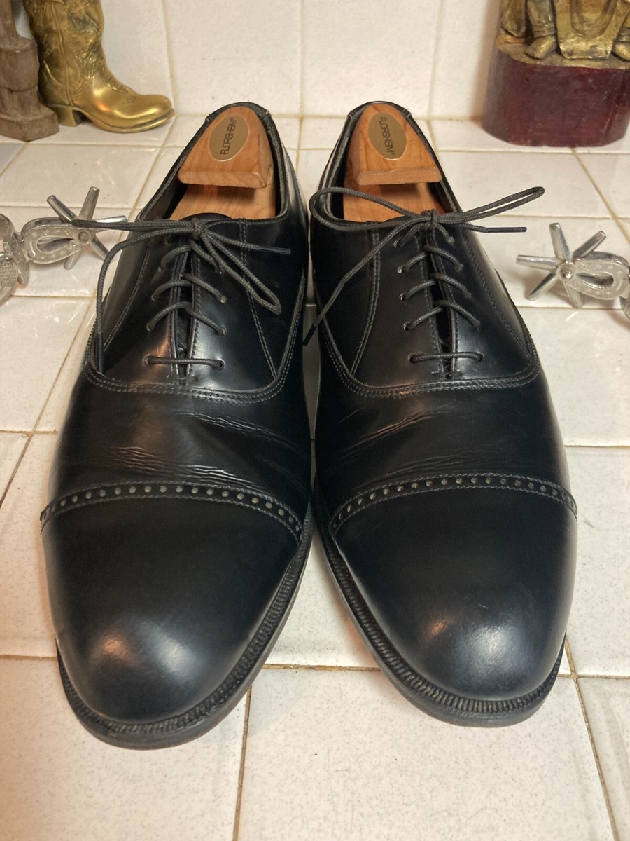 Florsheim 10.5 D CAP TOE Business Dress Shoes Black Soft  display picture 3