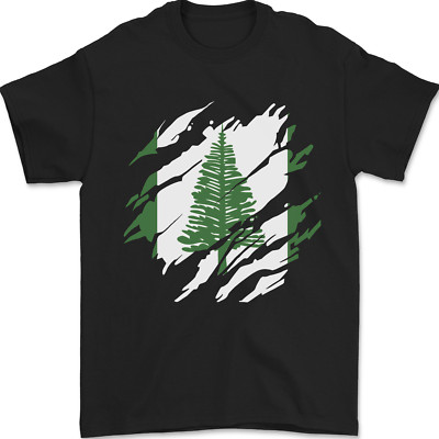 Zerrissene Flagge Norfolk Island Herren T-Shirt 100% Baumwolle