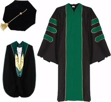 Ariro Deluxe Doctoral Graduation Gown w/ Hood Size 57 Color: Emerald Green