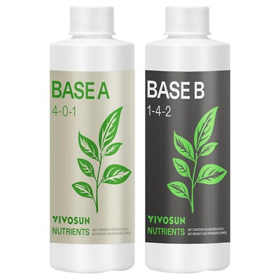 VIVOSUN Plant Food Nutrients Base A(4-0-1) & B(1-4-2) Bundle Set of 8oz