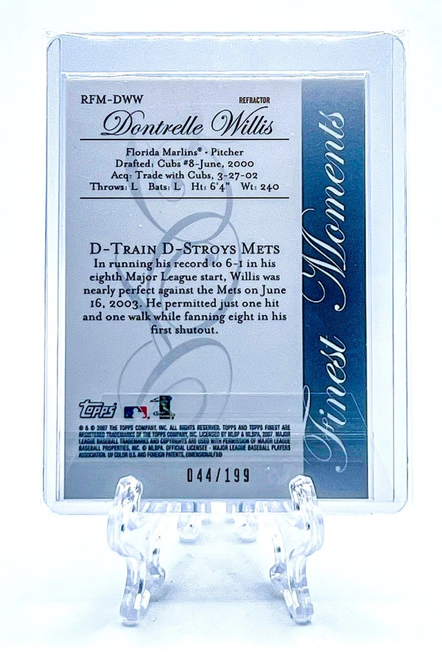 DONTRELLE WILLIS 2006 Finest #RFM-DWW ROOKIE FINEST MOMENTS GREEN REFRACTOR /199 - Image 2 of 2