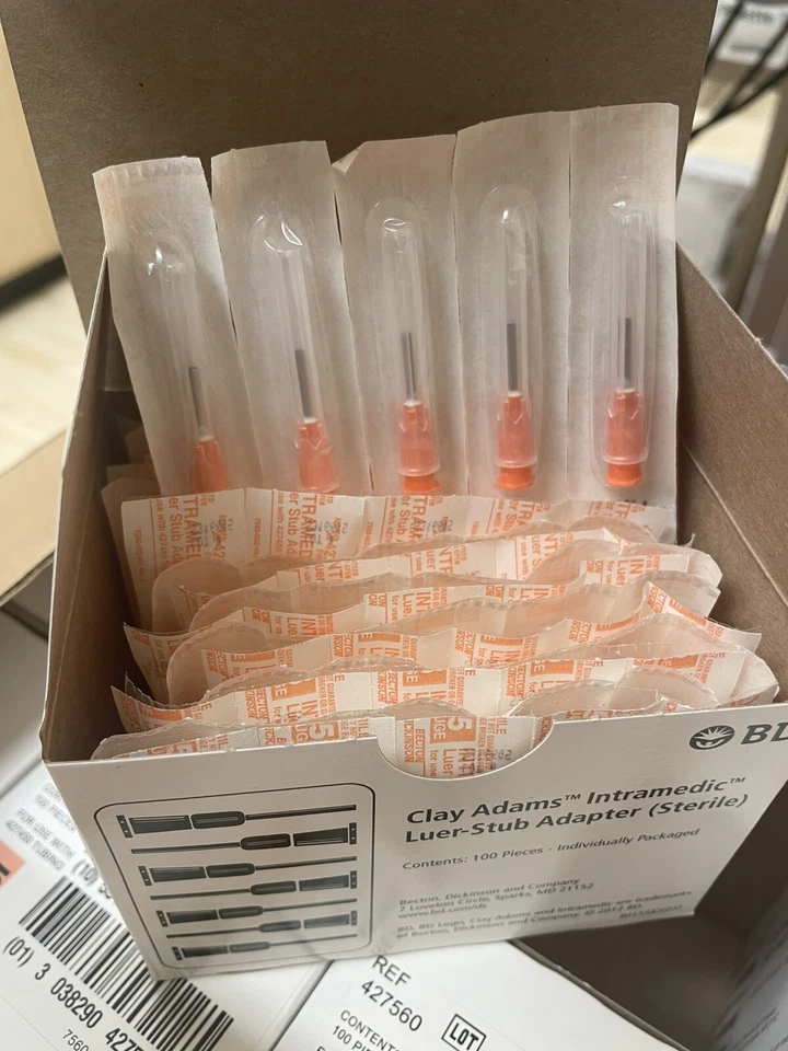 "Adaptadores Luer Stub 100 BD intramedic calibre 15 para tubería 427560 15G, 1/2""" Foto 2 de 4