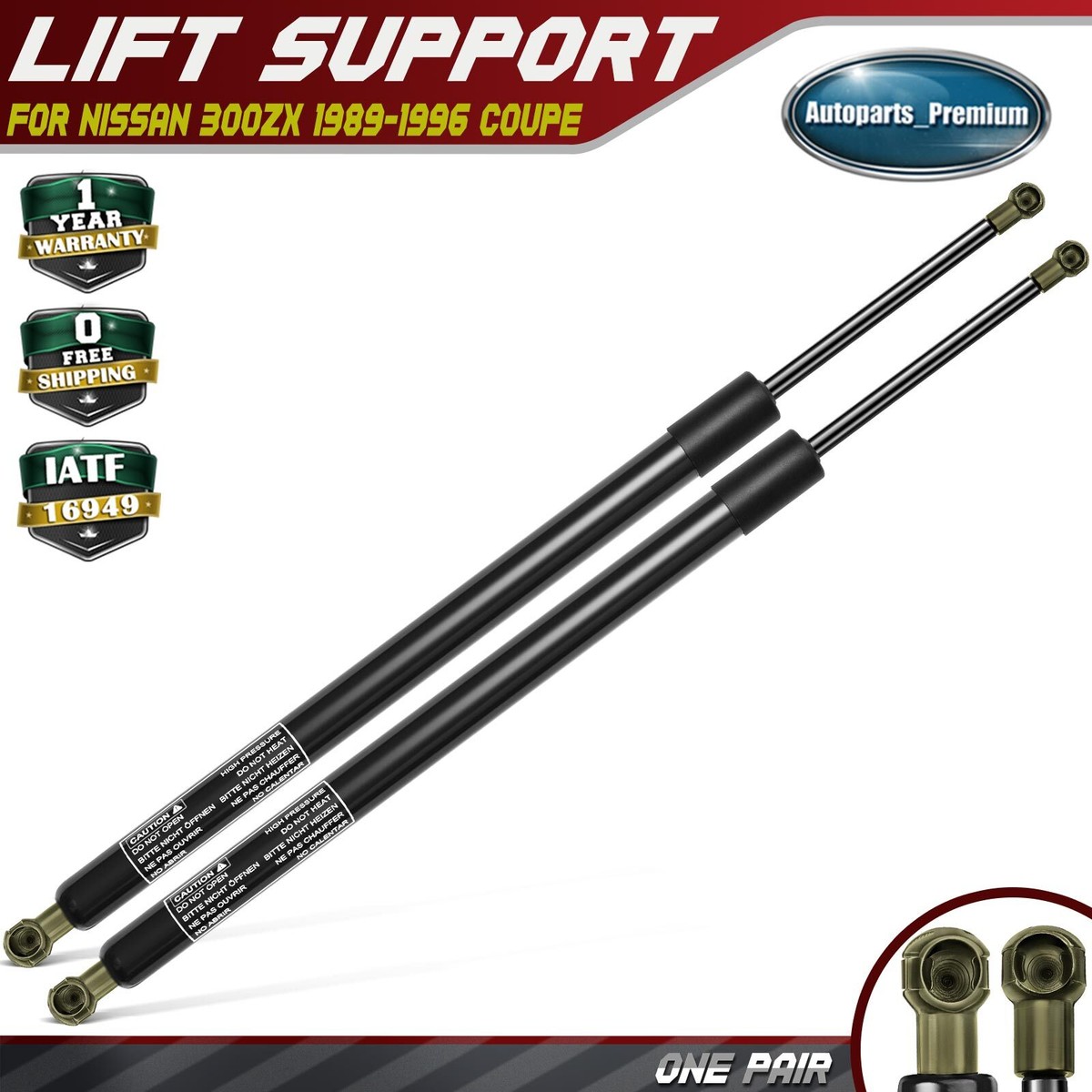 2x Rear Trunk Lift Supports Shocks Struts for Nissan 300ZX 1989