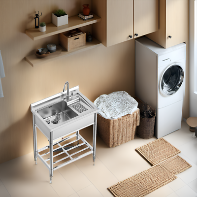 #ad 28#x27;#x27; 36 39#x27;#x27; Stainless Steel Utility Sink Free Standing Single Bowl Laundry Tub $280.00