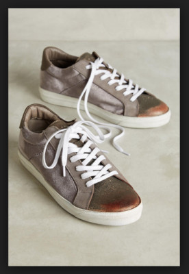 NEW $258 39/9 Anthropologie Hudson H London Evert Velvet Leather Sneaker Trainer