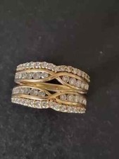 2Ct Lab Created Diamond Engagement Enhancer Wrap Guard Ring 14K Yellow Gold Over