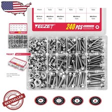M5 M6 M8 240pc Flanged Hex Bolts & Nuts Set - Durable 304 Stainless Steel Metric