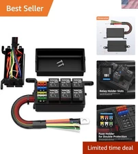 Universal 12V Relay Panel with Integrated 6-Slot Fuse Box for DIY Projects