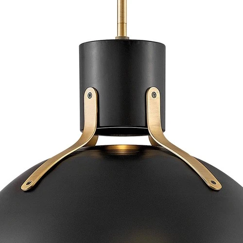 Hinkley Argo 20" Wide Satin Black and Brass LED Dome Pendant Light - Picture 8 of 9