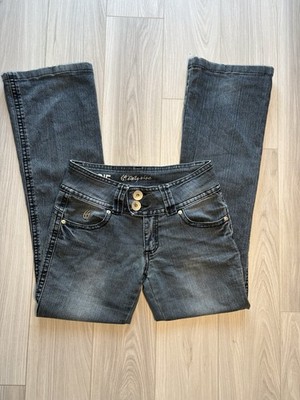 womens y2k sixty nine brand denim jeans low rise flared legs embroidered
