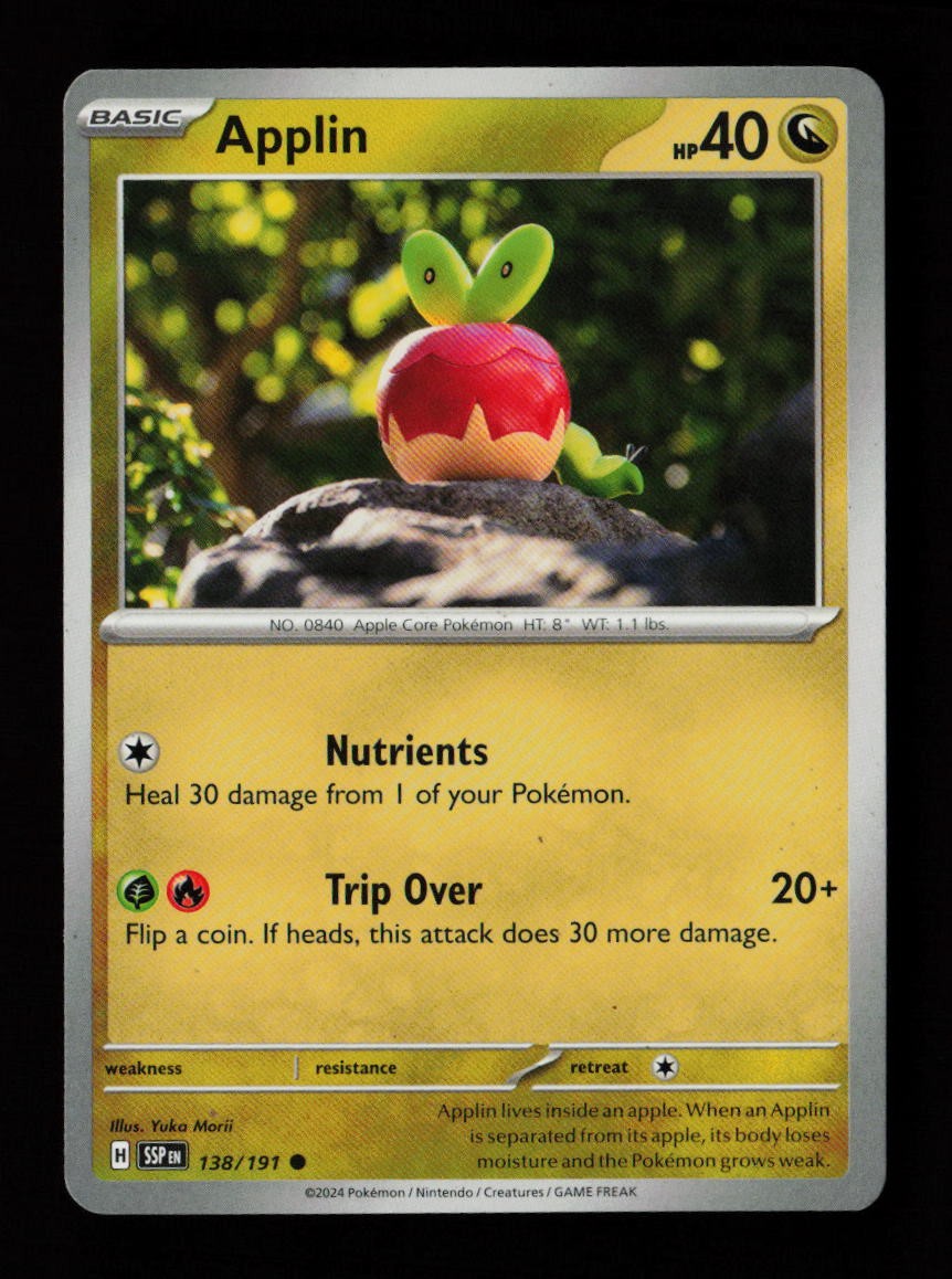 Applin 138/191 Yuka Morii Common SV08: Surging Sparks Pokémon Card