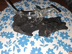 glass shark figurine With Lava Rock