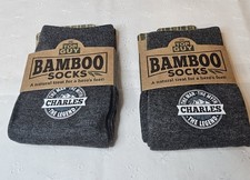 New 2 Pair Top Guy Bamboo Socks Men Size 7-12 Dark Gray Personalized Charles