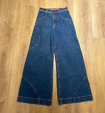 JNCO Men  s Wide-Leg Relaxed Mid Rise Dark Wash Denim Jeans 27 Pockets