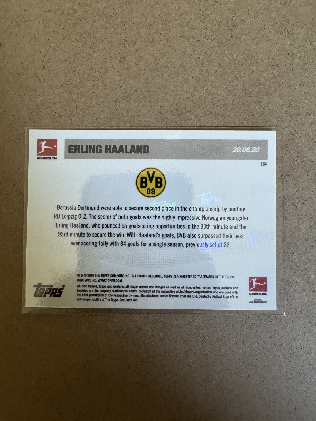 2020 Topps Now Bundesliga #184 Erling Haaland  # /1457 view 2