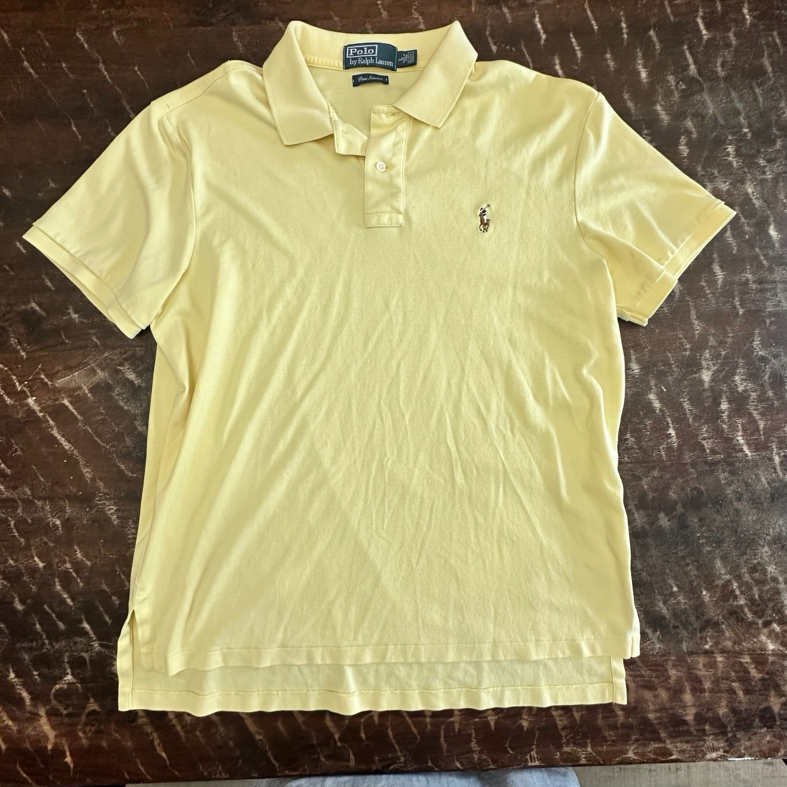 Polo Ralph Lauren gialla manica corta piqué polo golf camicia uomo taglia L logo pony
