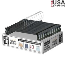 Heavy-Duty Recycled Plastic Pants Hangers W/ Robust Clips Closet Storage New