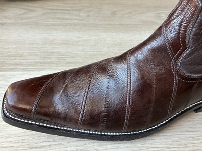 Don Cuco's Eel Skin Western Boots Mens 10.5 E Wide Brown Side Zip