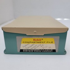 Vintage Kodak Compartment File Metal Slide Storage Box Teal Beige Made in USA
