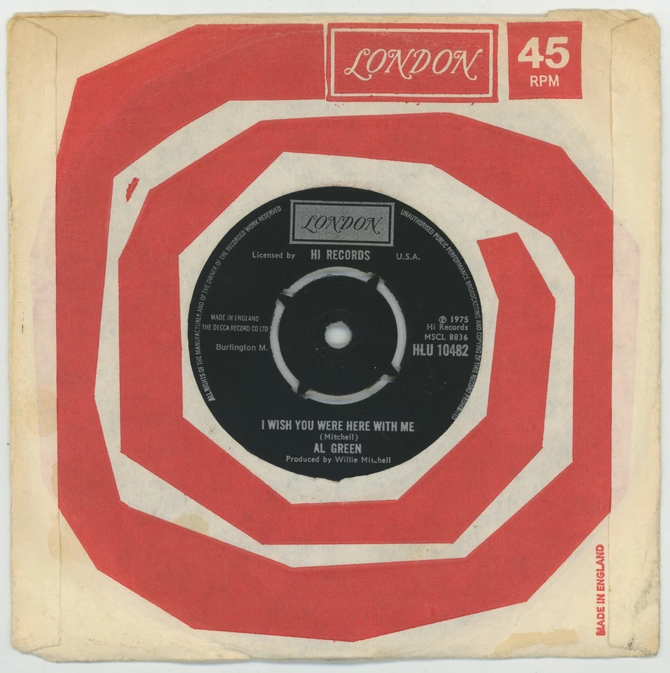 Al Green. L-O-V-E.  (Love).  .   7” single.    1975. LONDON HLU10482 - Image 2 of 2