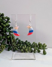 💕 Multicolour striped small moons Handmade Polymer Clay Earrings💕