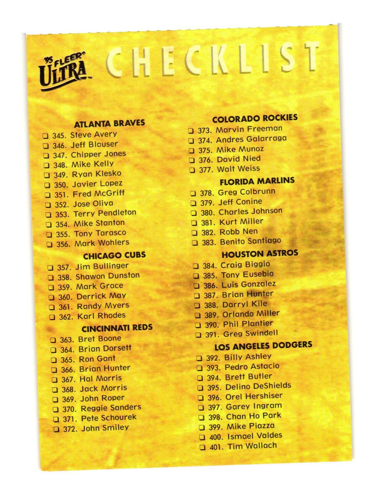 1995 Ultra #449 Checklist: 345-450