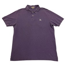 Polo Burberry Brit XL viola manica corta nova bordo a quadri cotone