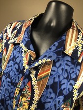 Vintage RJC Hawaiian Shirt Mens 3XL Blue Surfboard Print Aloha Shirt USA Made
