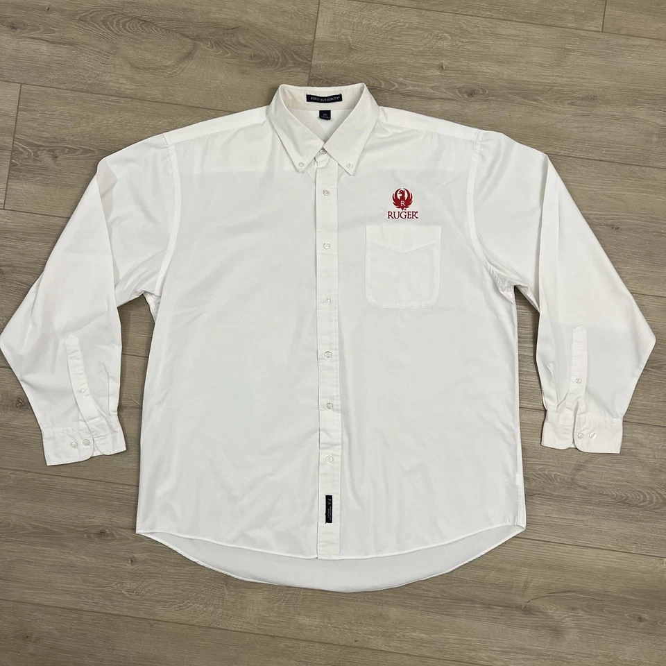 Ruger Firearms Mens 2XL Button Down Long Sleeve White Shirt Gun Ruger Logo - Image 2 of 4