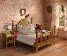 Sylvanian Families Calico Critters Furniture Vintage Luxury Brass Bed