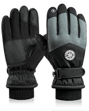 DOFOWORK Ski Gloves Men - Winter Warm for Snowy, Black Gray,Snowy