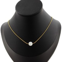 Steine Und MinéRaux. Halskette 1 Perle Selenit Aus Marokko 8 MM Kette Stahl Dor