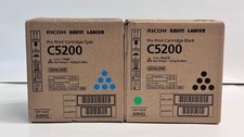 2 Genuine Ricoh Pro C5200S, Pro C5210s Cyan  Black Toners 828422, 828425