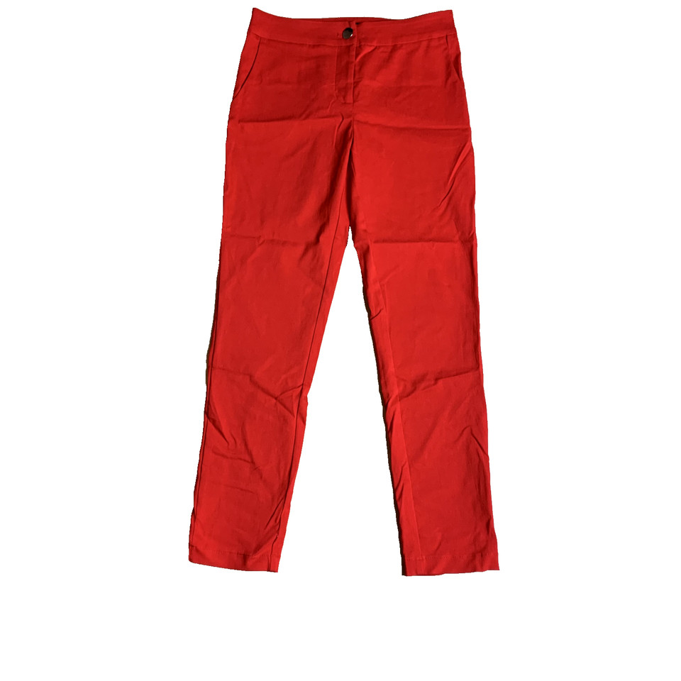Forcast Women's 10AU Stretch Crop Slim Fit Zip Up Rayon Blend Pants Pockets, Red