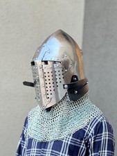 Medieval Knight Bascinet Helmet 18G Steel Combat Ready HMB SCA Armor Gear