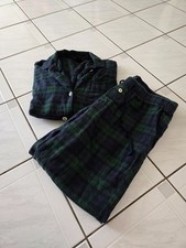 J Crew Tartan Plaid Flannel Pajama Set Green Black PS