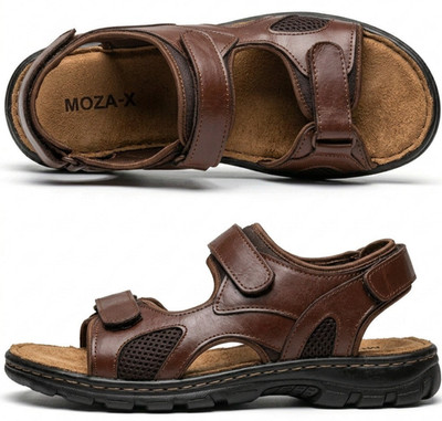 Herren Leder Sandalen Neu Wandern Trekking Sommer Sandalen Strand Schuhe Größe