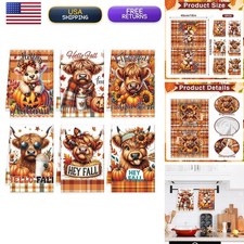 InIsaJace Highland Cow Fall Kitchen Towels 6PCS 16x24 Inches