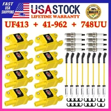 8* Ignition Coil+Spark Plug+Wire set UF413 For Cadillac Chevy Silverado 1500 GMC