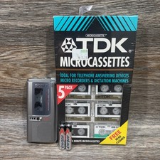 EUC Sony M-570V Microcassette Recorder Silver VOR  TDK Tapes  Batteries Tested