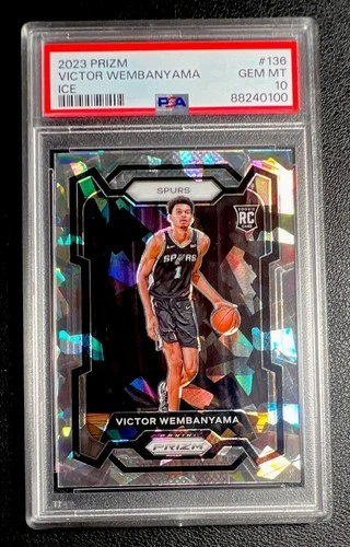 2023-24 Panini Prizm Victor Wembanyama Ice Prizm RC PSA 10 Gem Mint #136