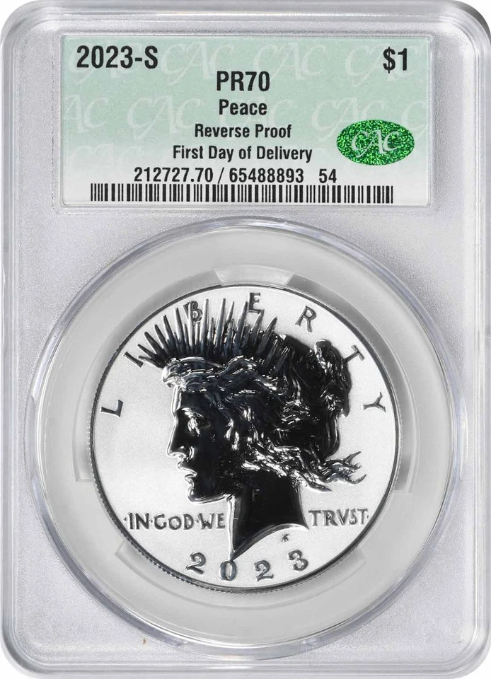 2023 Morgan Peace Silver Dollar 6-Coin Set MS70/PR70 First Day of Delivery CACG - Image 2 of 4