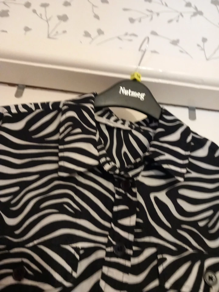 Black/white Zebra Stripe Long Roll Up Sleeves By Next Size 12 - Image 2 of 4