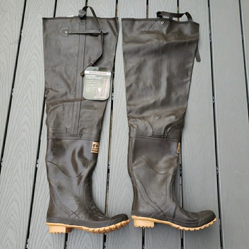 HODGMAN Brown Waterproof All Rubber Hip Waders Boots Men's Size 11 Fishing